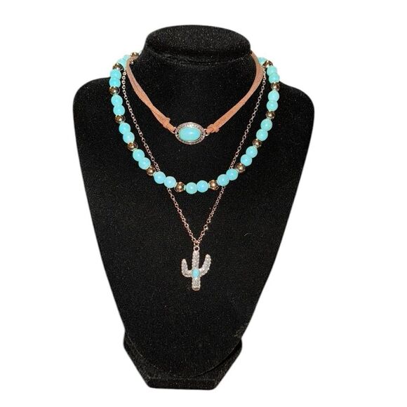 New triple southwestern necklaces with faux turquoise - Picture 1 of 2